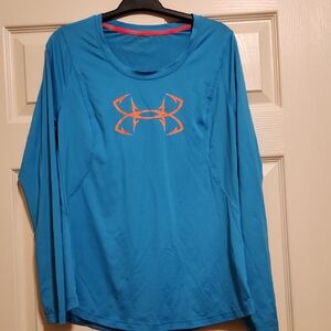 Under Armour Women's Teal and Orange Long Sleeve Tee, Medium